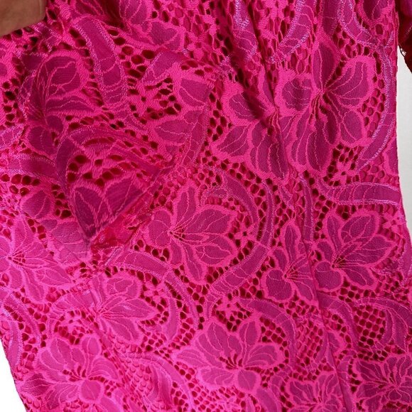 NWT $278 Lilly Pulitzer Allyson Dress Hot Pink Lace Floral Overlay Size 4 - Picture 7 of 17